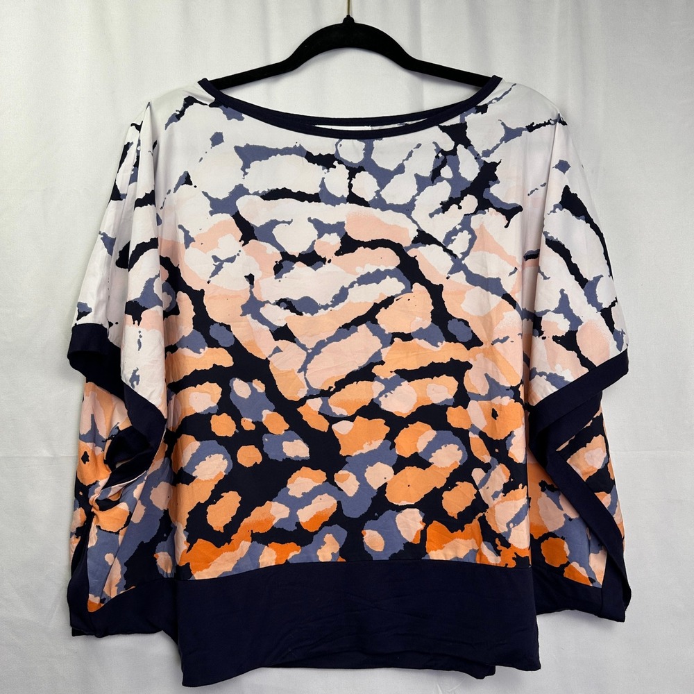 Josephine Studio Blouse Navy Orange Excellent Abstract‎ Dolman Top Lightweight